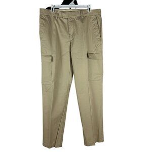 Tasso Elba Mens Cargo Pants 34x32 Khaki 100% Cotton Made In Egypt